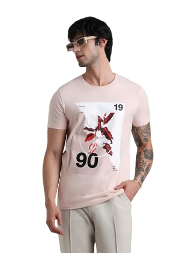 Image of Jack & Jones Men's Cotton Regular Fit Typography Printed T-Shirt