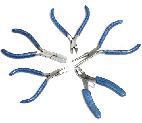 Image of Beadsnfashion Jewellery Making Tool Set - Pack of 5 Stainless Steel Pliers Combo for DIY Crafts, Wire Work, and Beading