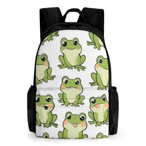 Supdreamc Cute Frog Daypack Backpack Polyester Anti-Theft Multipurpose Bookbag Big Capacity Travel Hiking & Camping Rucksack With Smooth Zippers
