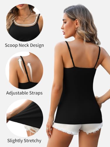 Image of V FOR CITY Unpadded Tank Top for Women with Shelf Bra Cotton Camis 3 Pack