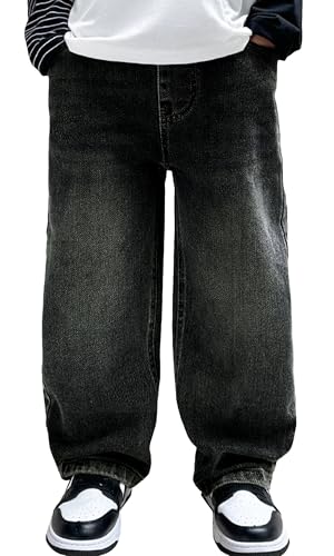 Happy Cherry Jungen Baggy Jeanshosen Mittlere Taille Weiter Beinschnitt...
