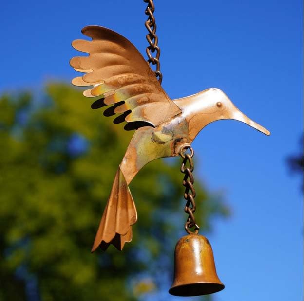 Chaîne de pluie colibri en métal pour décoration de jardin