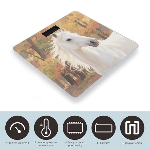 Báscula Digital de Baño Horse Blanco Acuarela LCD 400 Lb miniatura 3