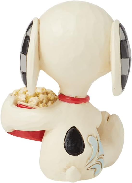 Enesco Peanuts by Jim Shore Collection Snoopy Enjoying Popcorn Miniature Figurine- Stone Resin Hand Crafted Painted Collectible Peanuts Snoopy Mini Figurines Home Decor Statue, 2.75 Inch