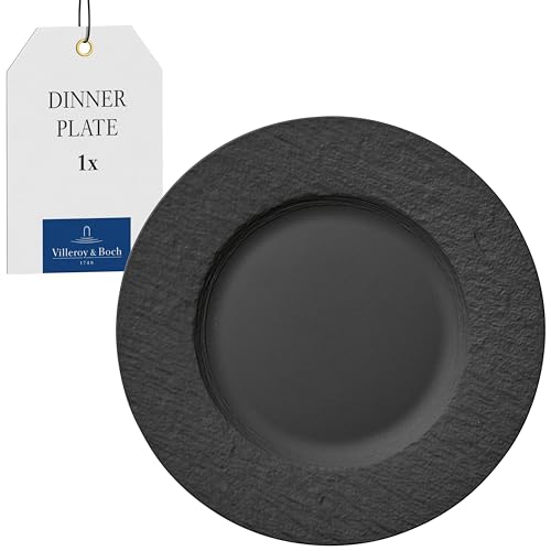 Villeroy & Boch – Manufacture Rock Dinner Plate 27 cm Black, Dishwasher Safe, Microwave Safe, Large Black Plate Ceramic, Premium Porcelain