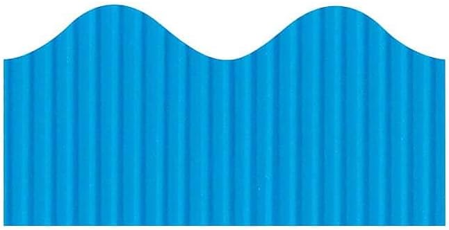 Bordette Decorative Border, Brite Blue, 2-1/4" x 50, 1 Roll | Solid Color Decorative Classroom Border, Scalloped Bulletin Board Trimmer