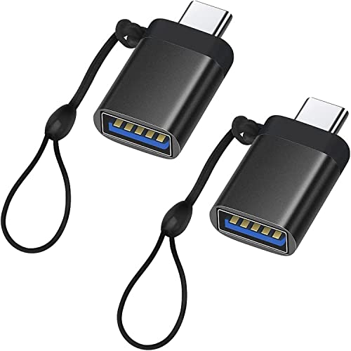 Adaptateur USB C vers USB 3.0 avec Lanière(Pack de 2), GIONAR Adaptateur USB-C vers USB-A Femelle OTG Adaptateur USB Type C (Black) Cover