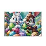 SZTVECFW Puzzle da 1000 Pezzi Puzzle di Buona Pasqua Conigli e Uova Puzzle...