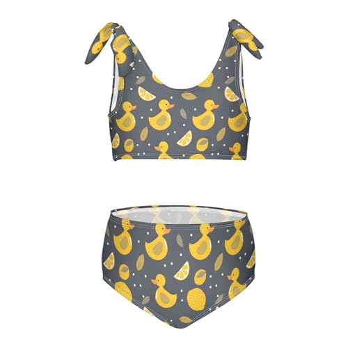 Yellow Ducks Lemon Girls Two Piece Tankini Swimsuits Summer Bathing Suit Beach Swimwear Set