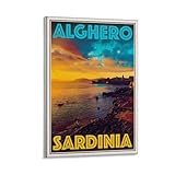 LZTEN Póster de viaje de estilo retro vintage o lienzo – Alghero – Cerdeña, arte de pared, viaje por el mundo, vacaciones, lienzo Art Decó, 20 x 3 pulgadas