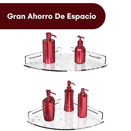 Vdomus 2 Pack Acrylic Bathroom Shelves, No Drilling Adhesive Bathroom Transparent Floating Shower Corner Shelf, Shower Shelves For Tile Walls, Shower Organizer Bathroom Storage #TOP1