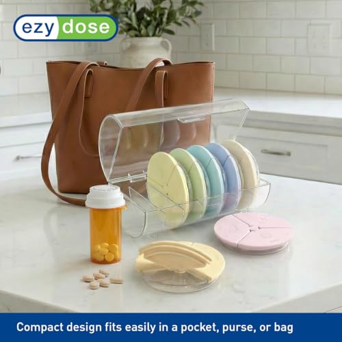 Image of Ezy Dose Weekly (7-Day) AM /PM Pill Organizer, Medicine Case, Soft Rainbow | Daily Vitamin Box & Supplement Planner, 3 Times a Day, Round Removable Compartments, Easy to Use, Travel-Friendly, BPA-Free