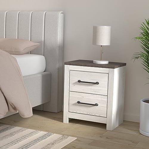 Signature Design by Ashley Gerridan Coastal 2 Drawer, 24.72" Tall Nightstand, White/Gray - Image 2