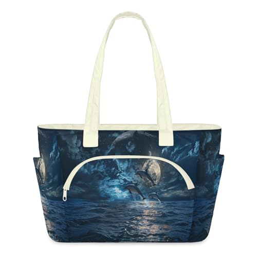 Sac fourre-tout matelassé dauphin lune le cabas idéal pour voyage et sport