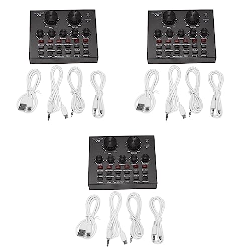 Tacdas 3X V8 Tarjeta de Sonido Conjunto de Audio Interfaz USB Externo Micrófono en Tarjeta de Sonido Función Bluetooth para Computadora Pc Teléfono Móvil Cantar Grabación