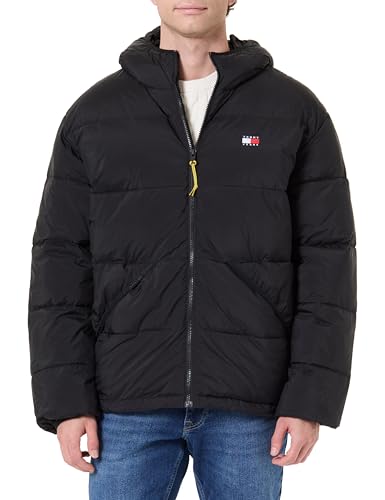Tommy Jeans Men's TJM Vail Hooded Puffer Ext Dm0Dm22296 Jacket, Black (Black), L