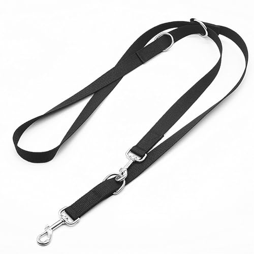 Hundeleine 2.55M Verstellbare Schleppleine mit 2 Karabiner, Verdickte Führleine Doppelleine, Freihandleinen, Übungsleine aus Nylon, Schwarz