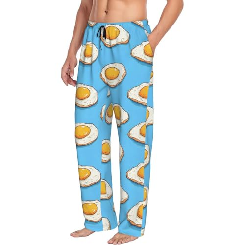 Mens Pajama Pants - Comfy Cute Fried Egg Print Pjs Sleep Bottoms for Mens Lounge Pants with Pockets
