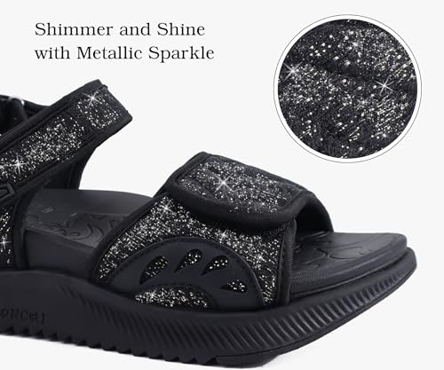 Image of ONCAI Walking Sandals Women,Arch Support Hiking Sandals with Orthotic Outdoor Footbed for Plantar Fasciitis,Water Athletic Platform Sandalias Mujer with 3 Adjustable Strap (US Size 6-12)