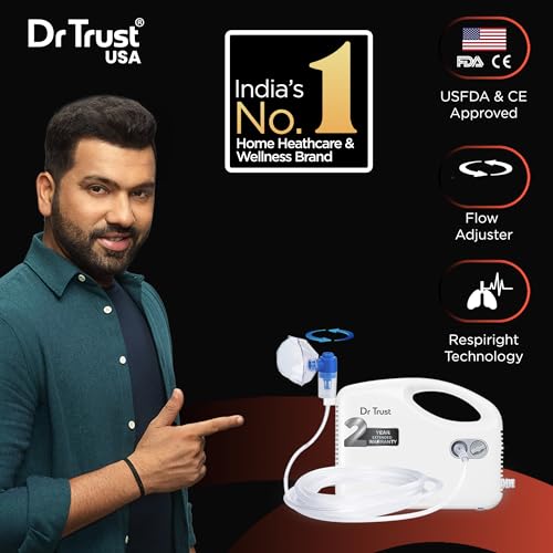 Dr Trust USA Compressor Nebulizer Machine Complete Kit for Adults and Kids with Mask (White) (Image - 2)