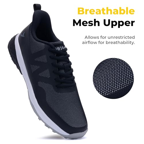Image of Men's Spiked Golf Shoes Slip-On Waterproof Non-Slip Lightweight Outdoor Walking Shoes for Golfers Footwear US Size 7-12