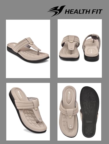 Image of HEALTH FIT EXTRA SOFT Women's Comfortable Memory Foam Doctor Slippers /Flip-Flops|Fashionable Casual & Stylish|Lightweight & Breathable|Outdoor Synthetic Casual Chappals Sandals Ladies & Girls HF28