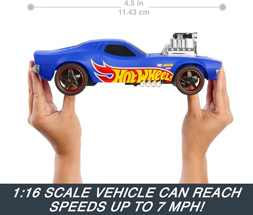 HOT WHEELS - Rodger Dodger RC Vehicle 1:16 Scale with USB Charge and Speed Up to 11 km/h, Special Edition 50 Anniversary, Toy for Children, 4+ Years, HTP54