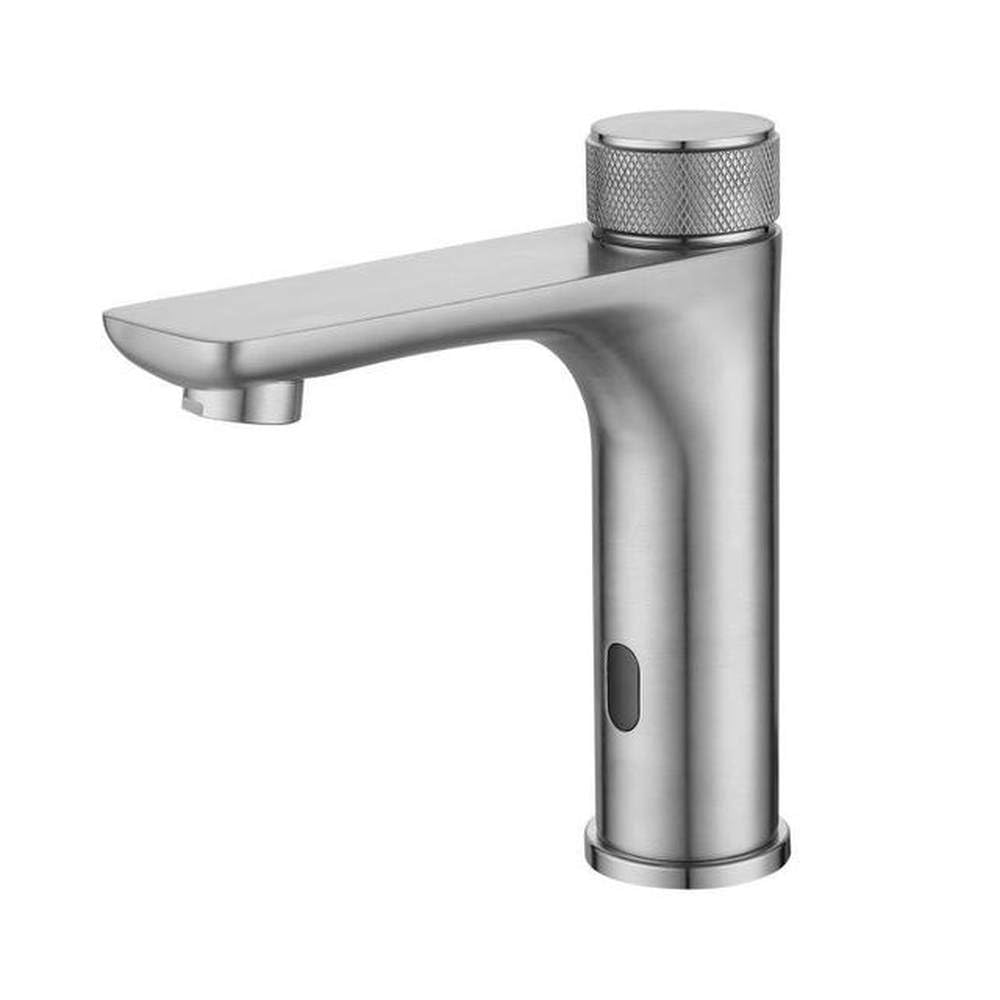 HADECOLL Touchless Bathroom Basin Faucet Deck Mounted Automatic Sensor Hot And Cold Water Mixer Crane Free Touch Bathroom Sink Tap,White