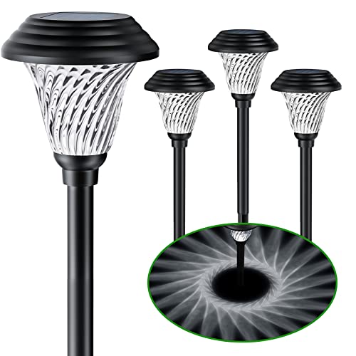 Jkoeier Bright Solar Outdoor Lights 4pack, IP65 Waterproof Solar Pathway Lights, 12 Hrs Long-Lasting Landscape Lighting Solar Garden Lights, Solar Lights Decorative for Walkway Patio Yard & Lawn