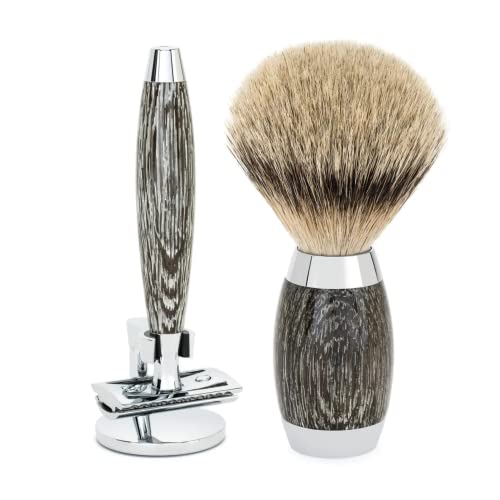 MÜHLE EDITION ANCIENT OAK &amp; SILVER 3-piece Silvertip Badger/Safety Razor Set