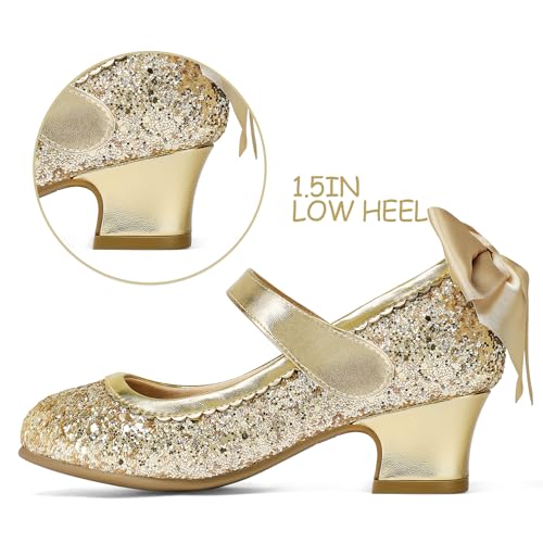 Image of K KomForme Girls Dress Shoes Toddler Glitter Mary Jane Heels
