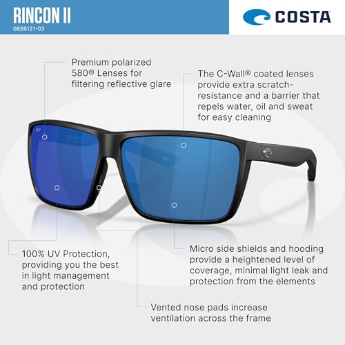 Image of Costa Del Mar Men's Rincon II Rectangular Sunglasses