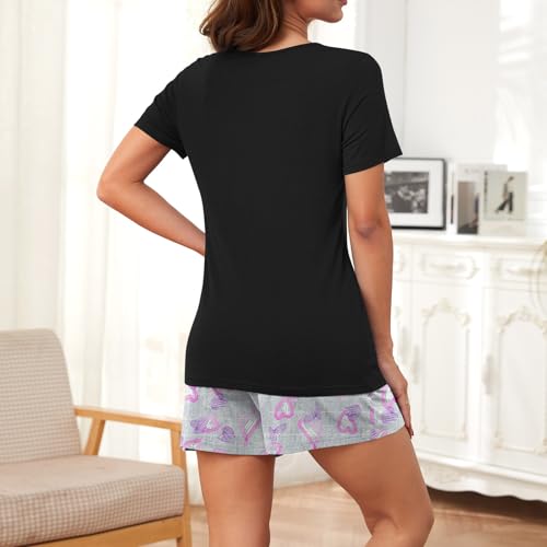 Image of Findsweet Pajama Set for Women 2 Piece Lounge Set Soft Sleepwear Summer Casual Short Pjs Sets with Pockets M-3XL