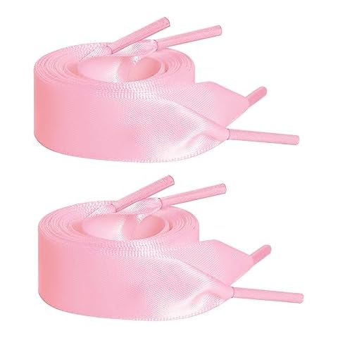 Marrywindix 2 Pairs Pink Satin Ribbon Shoelaces Cover