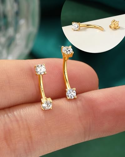 COCHARM 14K Solid Gold Rook Earrings Yellow Gold Snake Eye Eyebrow Rings 6mm 16g Real Gold Rook Barbell 8mm Curved Eyebrow Piercing Jewelry 14Kt Gold Eyebrow Barbell4