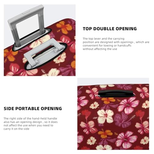 Pink And White Hibiscus Flowers Elastic Travel Luggage Covers Dustproof Scratch-Resistant Suitcase Protector Fit 22-24 Inch3