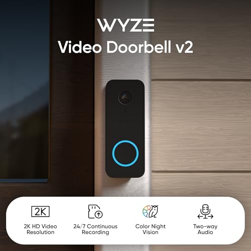 WYZE Wired Doorbell Camera v2(existing doorbell Wiring Required), 2K Security Video Doorbell, Color Night Vision, 2-Way Audio, Package Monitor, Works with Alexa & Google Assistant. Free Expert Setup - Image 3