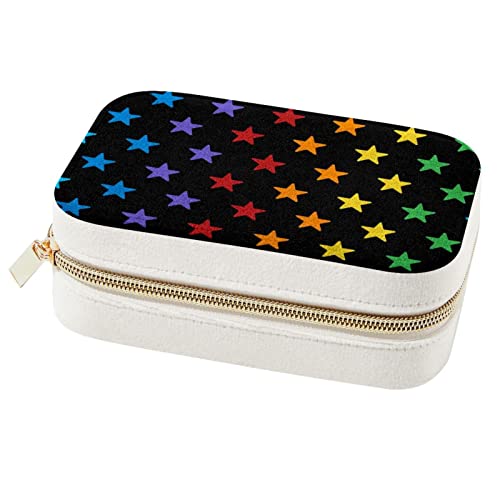Boîte à bijoux portable noire étoiles pour bagues et colliers - 2