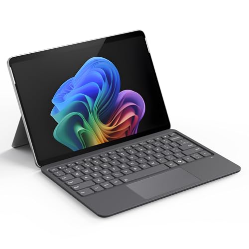 Sooguard Keyboard for Microsoft Surface Pro 12 Inch Bluetooth Wireless with 7-Color Backlit Multi-Touch Touchpad Ultra-Slim Rechargeable Grey