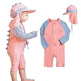 [Lucky kids] キッズ 水着 ラッシュガード 男の子 女の子 恐竜 UPF50+ UVカット 子供 ベビー スイムウェア 紫外線防止 帽子付き プール 水遊び 海水浴 保育園