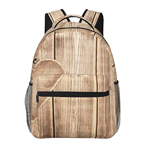 Sac à dos d'école décontracté Noir avec cœur en bois pour fille et garçon