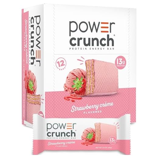 Power Crunch Whey Protein Bars, High Protein Snacks with Delicious Taste, Strawberry Crème, 1.4 Ounce (12 Count)