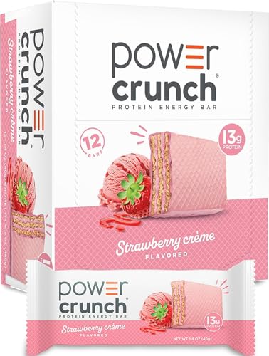 Power Crunch Protein Energy Wafer Bars, Strawberry Crème, 1.4 Ounce (12 Count)