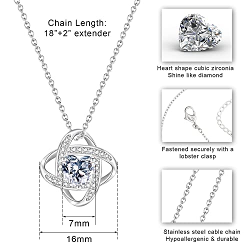 EPIRORA Sterling Silver Cubic Zirconia Love Knot Pendant Necklace for Women, Graduation Birthday Christmas Jewelry Gifts for Friends/Wife/Sister/Daughter/Mom3