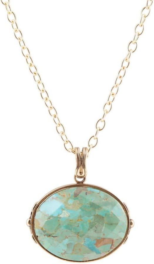 Barse Jewelry Blue Turquoise Long Golden Chain Necklace