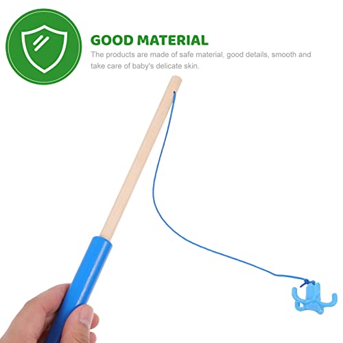 Toddmomy 2Pcs Wooden Magnetic Fishing Rods Wooden Magnet Poles Fishing Children Toy Fishing with Magnet Hooks for Fishing Game Boys Girls - Image 3