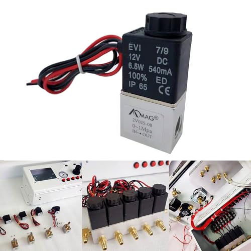 AOMAG 1/4" BSPT Female Port DC 12V 2 Way Normally Closed Pneumatic Aluminum Electric Solenoid Air Valve