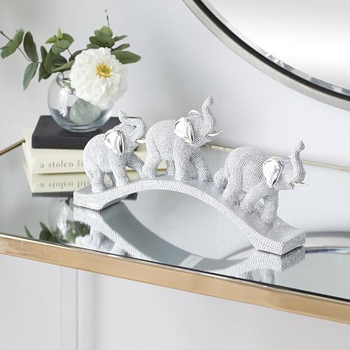 Escultura Decorativa Elefante de Polystone Plata 2x14x7 in miniatura 3