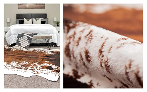 Nativeskins Faux Cowhide Rug Large (6.2Ft X 8.2Ft) - Cow Print Area Rug With Faux Suede No-Slip Backing (Brown, Oversized) #TOP5