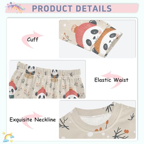 Fustylead Happy Winter Cartoon Panda Pajamas Cotton Sleepover PJ Set Long Sleeve Lounge Wear4